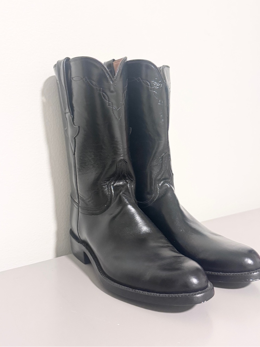 Lucchese Men’s Classics Handmade Black Goat Roper Boots (Size: 7.5 D) NWOT